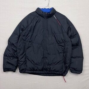 Nautica Competition Puffer Jacket Black Blue Size XXL Down Fill Full Zip